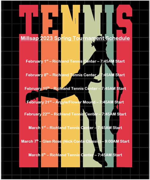 Spring Tennis Schedule 2023